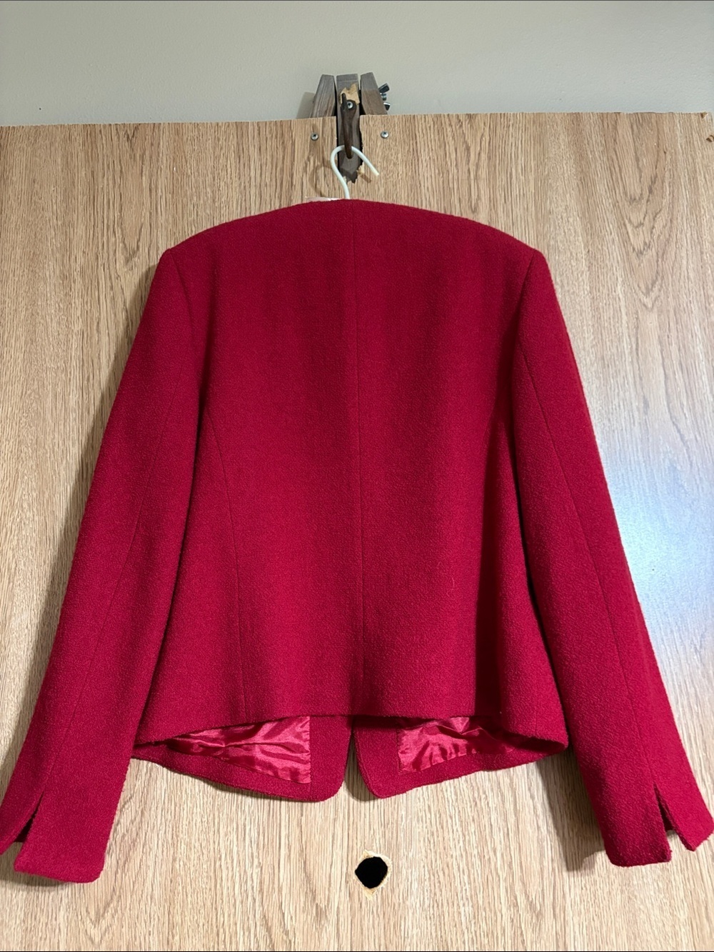 Pendleton Red Wool Blend Boxy Blazer with Decorative Brooch - Picture 7 of 9